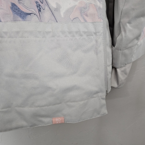 Roxy Chloe Kim Women's Large Pink Blue Pastel Marble Patterned Coat Skiing Snow - Picture 8 of 12